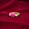 2.90 Cts Round Brilliant F/VS1 Diamonds Ruby Three-Stone Ring 18K Gold