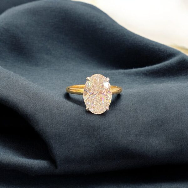 3.15 Cts GIA Certified Oval Round Shape F/VS1 Diamonds Hidden Halo Ring 18K Gold