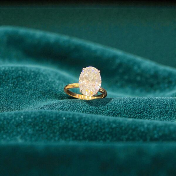 3.15 Cts GIA Certified Oval Round Shape F/VS1 Diamonds Hidden Halo Ring 18K Gold