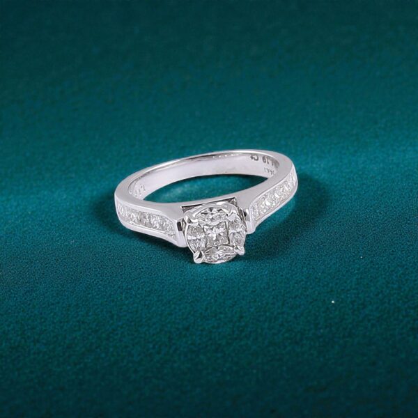 R-482 (8) Elegant 1.19 Cts Princess Marquise Shape F/VS1 Diamonds Engagement Ring 14K Gold