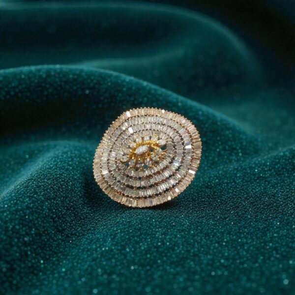 Stunning 5.65 Cts Baguette Marquise Shape Diamonds Cocktail Ring 14K Rose Gold