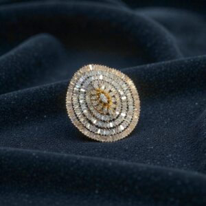 Stunning 5.65 Cts Baguette Marquise Shape Diamonds Cocktail Ring 14K Rose Gold