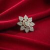 R-484 (11) Pave 1.52 Cts Round Brilliant F/VS1 Diamonds Floral Cocktail Ring 14K Gold