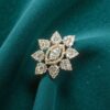 R-484 (13) Pave 1.52 Cts Round Brilliant F/VS1 Diamonds Floral Cocktail Ring 14K Gold