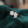 GIA Certified 3.50 Cts Round Pear Shape F/VS1 Diamonds Toi Et Moi Ring 18K Gold