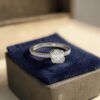 GIA Certified 2.40 Carats Asscher Round F/VS1 Diamonds Half Bezel Ring 18K Gold