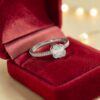 GIA Certified 2.40 Carats Asscher Round F/VS1 Diamonds Half Bezel Ring 18K Gold