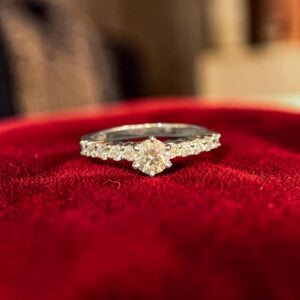 GIA Certified 0.80 Cts Round Brilliant F/VS1 Diamonds Engagement Ring 14K Gold