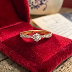 0.55 Cts GIA Certified Round Brilliant F/VS1 Diamonds Solitaire Ring In 14K Gold