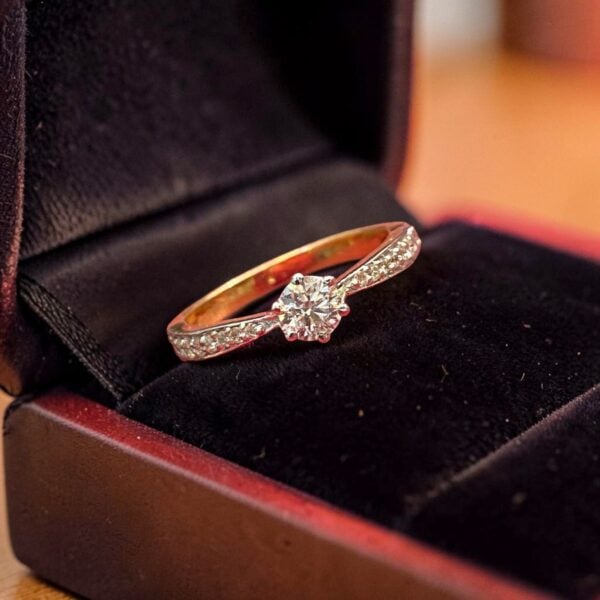 0.55 Cts GIA Certified Round Brilliant F/VS1 Diamonds Solitaire Ring In 14K Gold