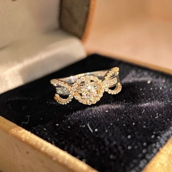 GIA Certified 1.25 Cts Round Princess F/VS1 Diamonds Engagement Ring In 14K Gold