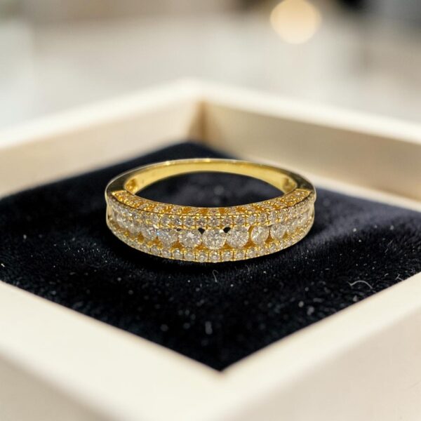 Pave 1.18 Cts Round Brilliant F/VS1 Diamonds Channel Set Band Ring In 14K Gold