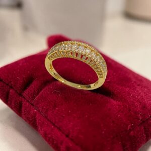 Pave 1.18 Cts Round Brilliant F/VS1 Diamonds Channel Set Band Ring In 14K Gold