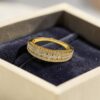 Pave 1.18 Cts Round Brilliant F/VS1 Diamonds Channel Set Band Ring In 14K Gold
