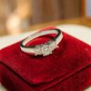 Stunning 0.90 Cts Round Princess Shape F/VS1 Diamonds Three-Stone Ring 14K Gold