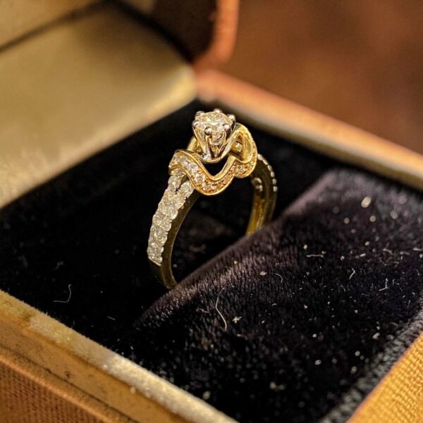 GIA Certified 1.10 Cts Round Brilliant F/VS1 Diamonds Pave Band Ring In 14K Gold