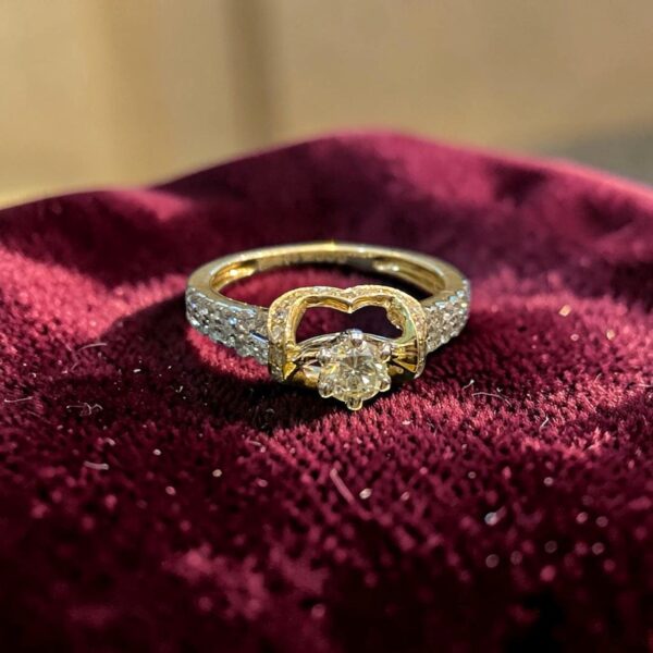 GIA Certified 1.10 Cts Round Brilliant F/VS1 Diamonds Pave Band Ring In 14K Gold