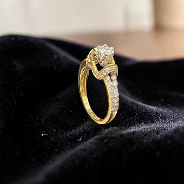 GIA Certified 1.10 Cts Round Brilliant F/VS1 Diamonds Pave Band Ring In 14K Gold