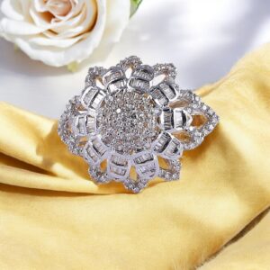 Stunning 1.62 Cts Round Baguette Natural Diamonds Cocktail Ring 14K Yellow Gold