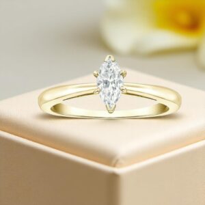 GIA Certified 0.75 Carats F/VS1 Marquise Shape Diamond Engagement Ring 18K Yellow Gold