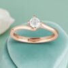GIA Certified 0.25 Cts F/VS1 Natural Diamond 4-Prong Wedding Ring 18K Rose Gold