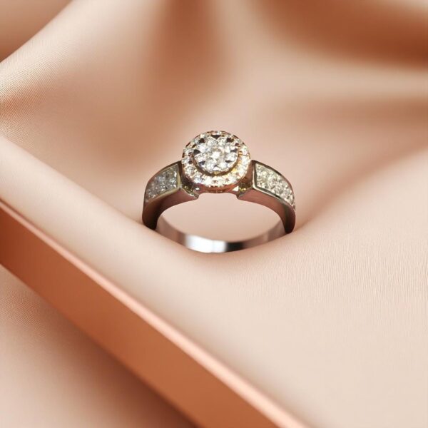 Pave 1.07 Cts Princess Round Cut Natural Diamonds Halo Engagement Ring 14K Gold