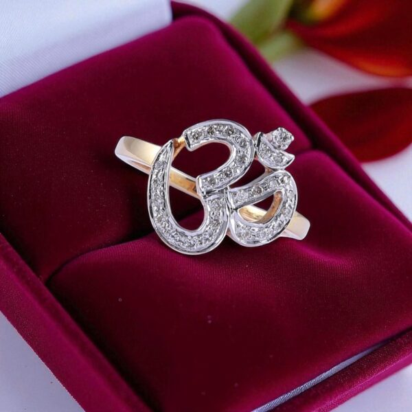 Elegant 0.50 Cts Round Brilliant Cut Natural Diamonds Om Ring in 18K Yellow Gold