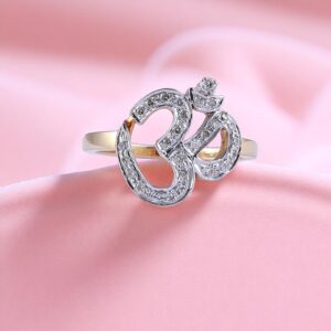 R-543 (5) Elegant 0.50 Cts Round Brilliant Cut Natural Diamonds Om Ring in 18K Yellow Gold