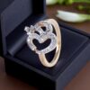 Elegant 0.50 Cts Round Brilliant Cut Natural Diamonds Om Ring in 18K Yellow Gold