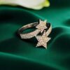 Stunning 0.47 Cts Round Brilliant Cut F/VS1 Diamonds Eternal Stars Ring 14K Gold