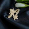 Stunning 0.47 Cts Round Brilliant Cut F/VS1 Diamonds Eternal Stars Ring 14K Gold