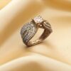 Pave 0.97 Cts Round Brilliant Cut Natural Diamonds Engagement Band Ring 18K Gold