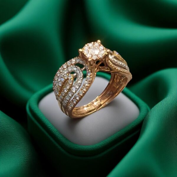 Pave 0.97 Cts Round Brilliant Cut Natural Diamonds Engagement Band Ring 18K Gold