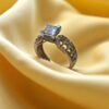 Splendid 0.96 Cts Princess Round Shape Natural Diamonds Engagement Ring 14K Gold