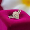 R-547 (23) Exquisite 0.80 Cts Pear Round Cut F/VS1 Diamonds Engagement Ring 18K White Gold