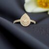 R-548 (17) 0.75 Cts Pear Round Shape F/VS1 Natural Diamonds Engagement Ring 18K White Gold