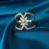 Pave 0.88 Cts Marquise Round Cut Natural Diamonds Engagement Ring 14K Rose Gold