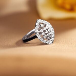 Pave 0.50 Cts F/VS1 Round Brilliant Cut Diamonds Anniversary Ring 18K White Gold