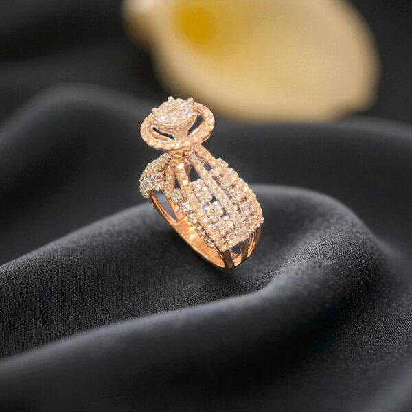 Stunning 2.38 Cts Round Brilliant Cut Natural Diamonds Party Ring 14K Rose Gold