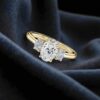 GIA Certified 2.50 Cts Oval Shape F/VS1 Diamonds Trilogy Solitaire Ring 18K Gold