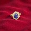 4.60 Cts Round Brilliant F/VS1 Diamonds Blue Sapphire Cocktail Ring 14K Gold