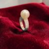 Stunning 12.65 Cts Round Brilliant F/VS1 Diamonds South Sea Pearl Ring 18K Gold