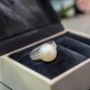 Stunning 12.65 Cts Round Brilliant F/VS1 Diamonds South Sea Pearl Ring 18K Gold