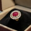 Stunning 18.50 Carats Round Brilliant F/VS1 Diamonds Ruby Cocktail Ring 14K Gold