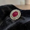 Stunning 18.50 Carats Round Brilliant F/VS1 Diamonds Ruby Cocktail Ring 14K Gold