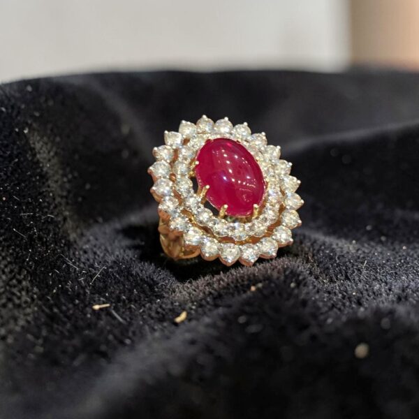 Stunning 18.50 Carats Round Brilliant F/VS1 Diamonds Ruby Cocktail Ring 14K Gold