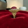 Stunning 18.50 Carats Round Brilliant F/VS1 Diamonds Ruby Cocktail Ring 14K Gold