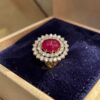 Stunning 18.50 Carats Round Brilliant F/VS1 Diamonds Ruby Cocktail Ring 14K Gold