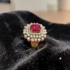Beautiful 11.35 Cts Round Brilliant F/VS1 Diamonds Ruby Cocktail Ring 14K Gold