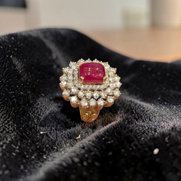Beautiful 11.35 Cts Round Brilliant F/VS1 Diamonds Ruby Cocktail Ring 14K Gold